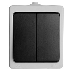 Выключатель двухклавишный Stekker Велена серый-графит PSW10-121-54 32753 2