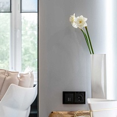 Выключатель двухклавишный проходной с подсветкой Werkel черный матовый W1122108 4690389156731 3