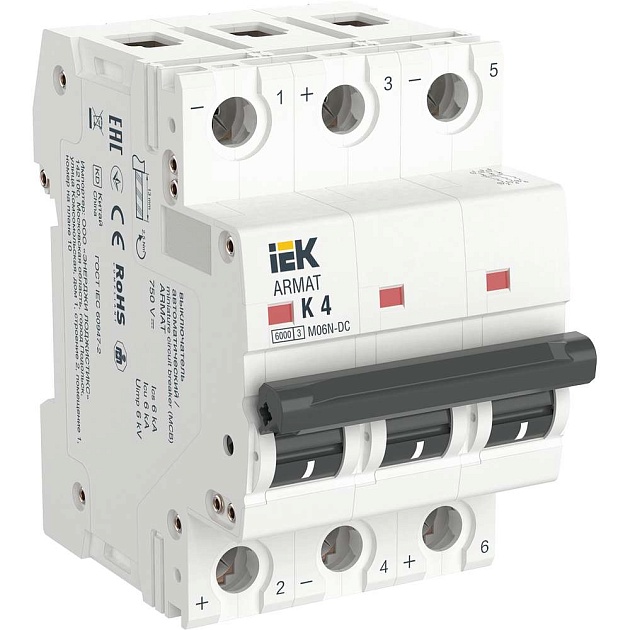 ARMAT Автоматический выключатель M06N-DC 3P K 4А IEK AR-M06N-3-K004DC Фото № 1