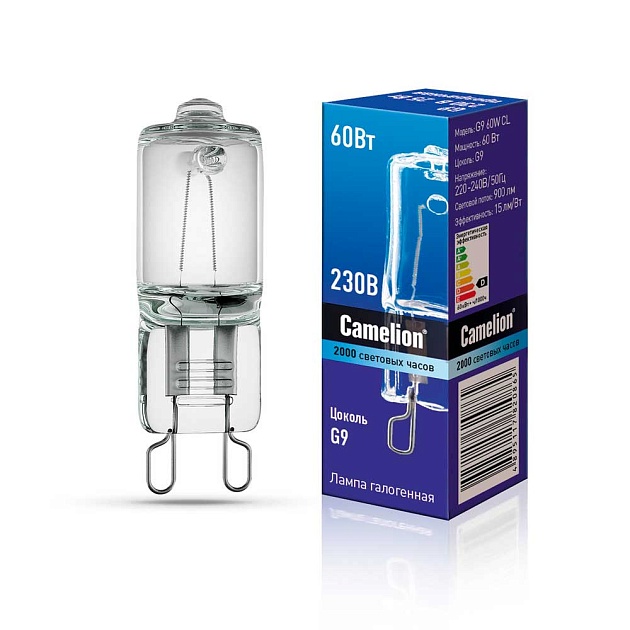 Лампа галогенная Camelion G9 60W CL 3000K 5555 Фото № 1