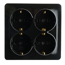 Розетка 4-местная 2P+PE Stekker София черный MST16-14S-02 49322 2