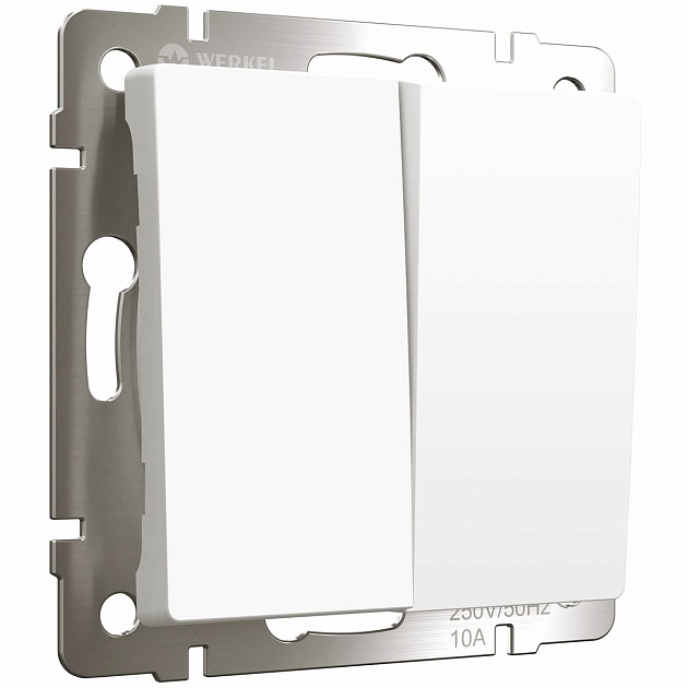 Выключатель двухклавишный проходной Werkel белый матовый W1122061 4690389184635 изображение 1 Выключатель двухклавишный проходной Werkel белый матовый W1122061 4690389184635 Фото № 1