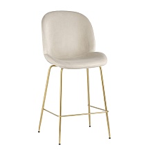 Полубарный стул Stool Group Турин со спинкой велюр бежевый золотые ножки 8329A VELVET BEIGE