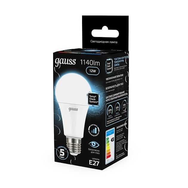 Лампа светодиодная Gauss E27 12W 4100K матовая 102502212 Фото № 8