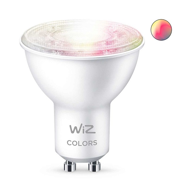 Лампа светодиодная диммируемая WiZ GU10 4,7W RGB+CCT прозрачная Wi-Fi BLE 50W GU10 922-65RGB1PF/6 929002448402 фото 5