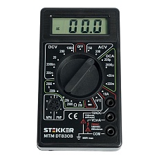 Мультиметр цифровой, портативный,1999 отсчетов, батарея крона, ручная регулировка, черный Stekker MTM DT830B 49992