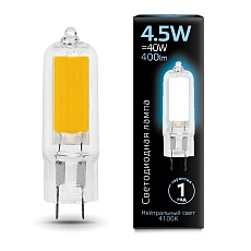 Лампа светодиодная Gauss G4 4.5W 4100K прозрачная 107807204 3
