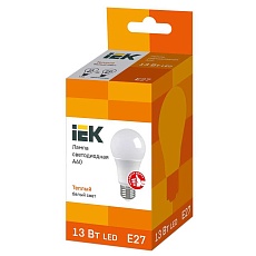 Лампа светодиодная IEK E27 13W 3000K матовая LLE-A60-13-230-30-E27 1