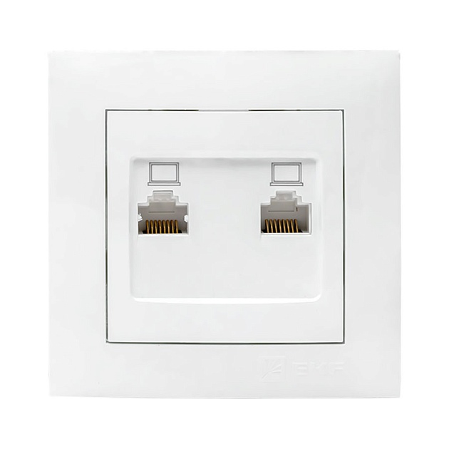 Валенсия розетка компьютерная RJ-45 2-местная белая EKF PROxima EWK02-035-10 Фото № 1