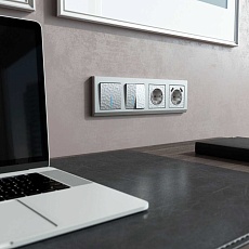 Выключатель Werkel Hammer двухклавишный с подсветкой серебряный W1220106 4690389162367 1