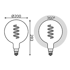 Лампа светодиодная филаментная Gauss E27 4,5W 1800K серая 154802005 3