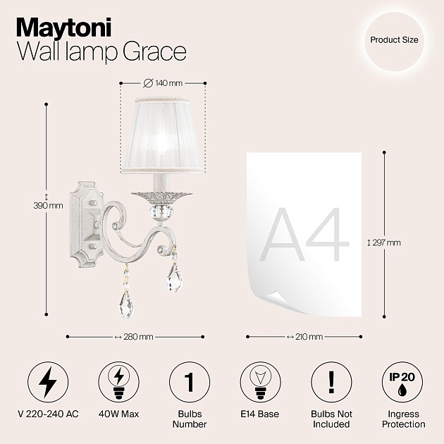 Бра Maytoni Grace ARM247-01-G Фото № 2