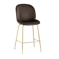 Полубарный стул Stool Group Турин со спинкой велюр коричневый золотые ножки 8329A VELVET BROWN
