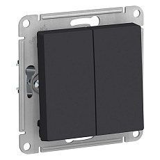 Выключатель двухклавишный Systeme Electric AtlasDesign 10A 250V карбон ATN001051