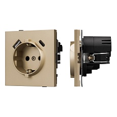 Механизм розетки с USB зарядкой SCT-TENDO-MUAC-SFPL-GD (230V, 16A) Arlight 054608