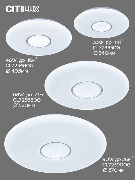 Потолочный светодиодный светильник Citilux Санта CL723680G Фото № 7