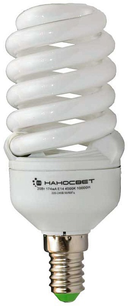 Лампа энергосберегающая Наносвет E14 20W 2700K матовая ES-SPU20/E14/827 E103 фото 