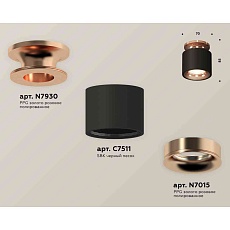Комплект накладного светильника Ambrella light Techno Spot XS7511141 SBK/PPG черный песок/золото розовое полированное (N7930, C7511, N7015) 1