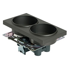 Розетка двойная 2P Stekker Катрин со шторками графит GLS10-7113-06 49421 3