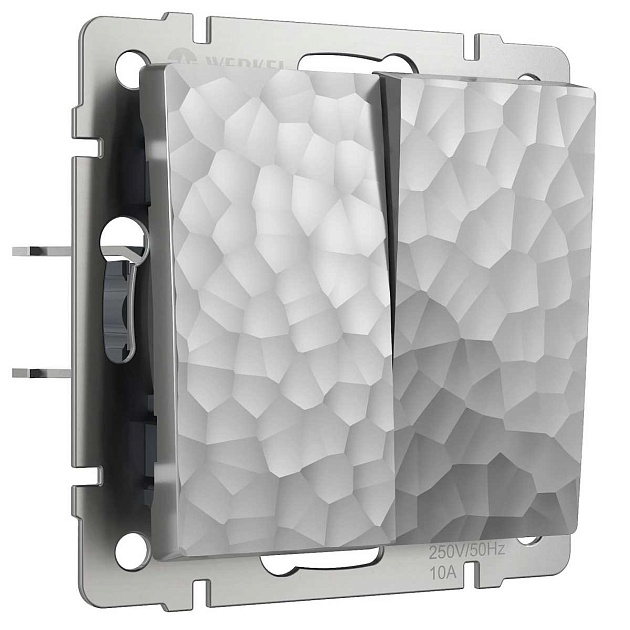 Выключатель Werkel Hammer двухклавишный серебряный W1220006 4690389162299 Фото № 1