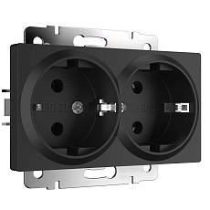Розетка Werkel двойная с заземлением черный матовый W1172008 4690389156922