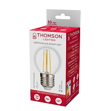 Лампа светодиодная филаментная Thomson E27 7W 4500K шар прозрачная TH-B2092 3
