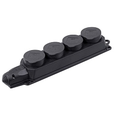 Розетка (колодка) 4-местная РБ34-1-0м с защитными крышками IP44 ОМЕГА каучук IEK PKR64-016-2-K02