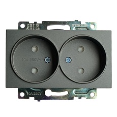 Розетка двойная 2P Stekker Катрин со шторками графит GLS10-7113-06 49421