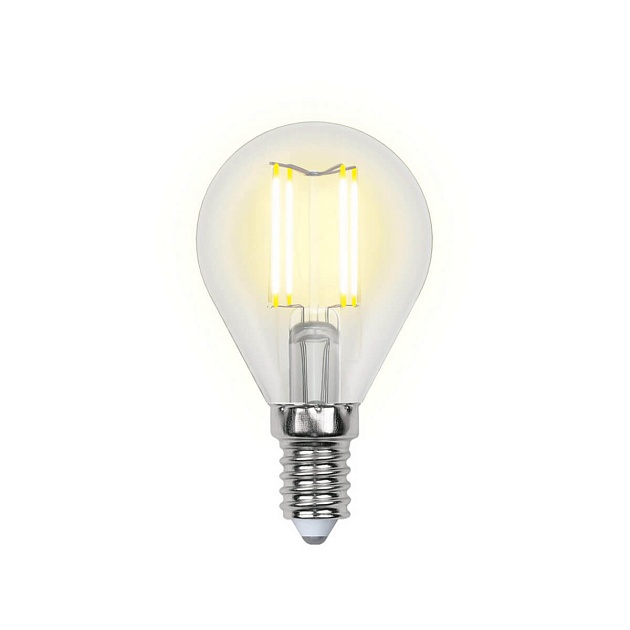 Лампа светодиодная филаментная Uniel E14 6W 3000K прозрачная LED-G45-6W/WW/E14/CL UL-00000197 Фото № 1