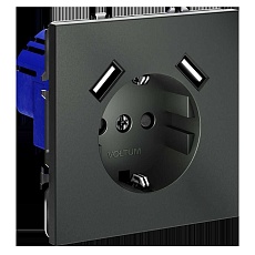Розетка встраиваемая Voltum S70 с заземлением и защитными шторками, 16А, с USB, A+A, (титан) VLS040406 3
