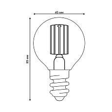 Лампа светодиодная Uniel E14 4W 3000K прозрачная LED-G45-4W/3000K/E14/CL GLY01TR UL-00011938 1