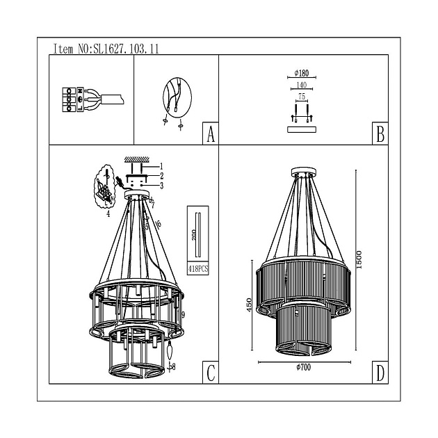 Подвесная люстра ST Luce Velletri SL1627.103.11 Фото № 2