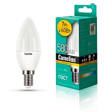 Лампа светодиодная Camelion E14 7W 3000K LED7-C35/830/E14 12073