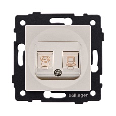 Розетка двойная RJ11 + RJ45 Cat.6, золотой Kollinger REA-011GD для Aspekt, Eleganz, Reflex