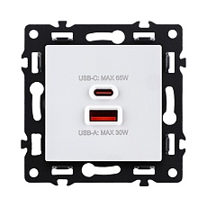 Розетка USB A+C 65W, белый Kollinger Asthetik AS-024WH