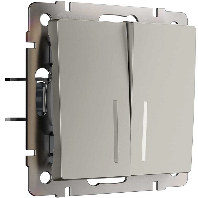 Выключатель двухклавишный с подсветкой (дымчатый) W1220104/ a069457 изображение 1 Выключатель двухклавишный с подсветкой (дымчатый) W1220104/ a069457 Фото № 1