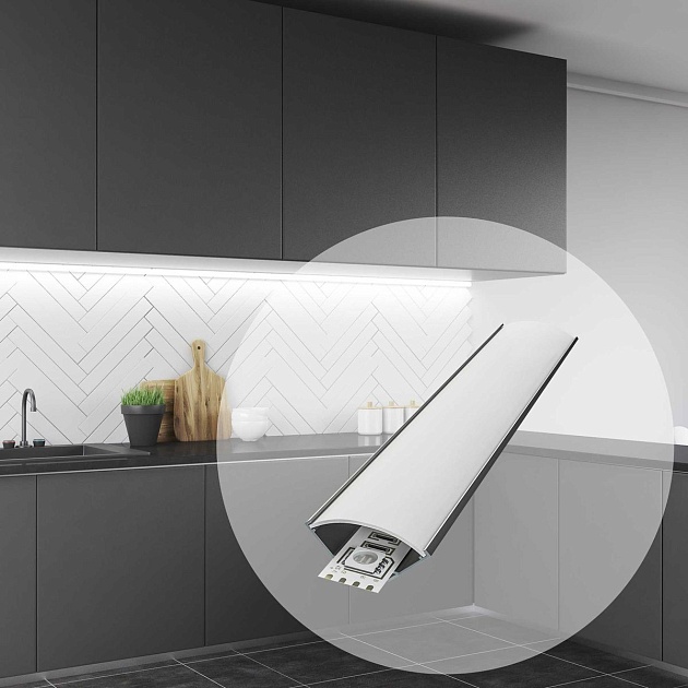 Профиль угловой накладной с рассеивателем серебро 2м. Apeyron 08-04 Фото № 10