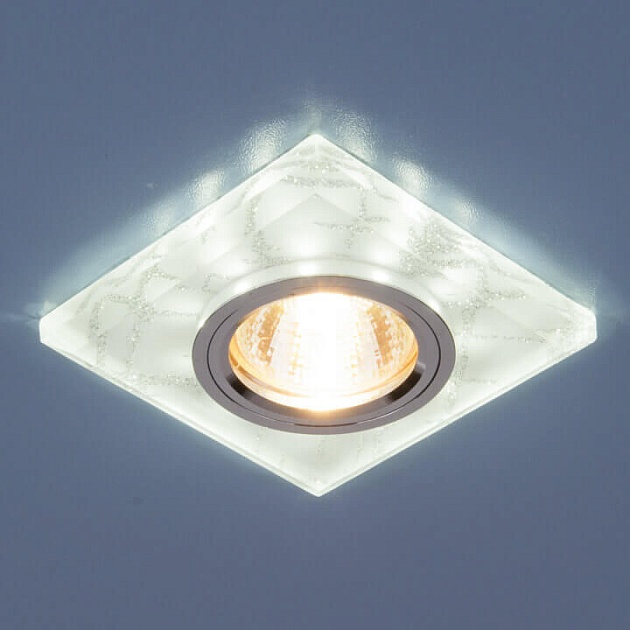 Встраиваемый светильник с двойной подсветкой Elektrostandard 8361 MR16 белый/серебро a031516 фото 
