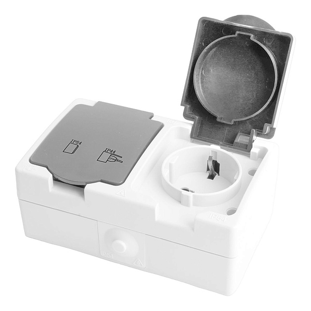 Розетка 2-местная с крышкой Stekker Велена PST16-22-54 49730 Фото № 6