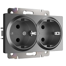 Розетка двойная с заземлением Werkel графит W1172064 4690389194443