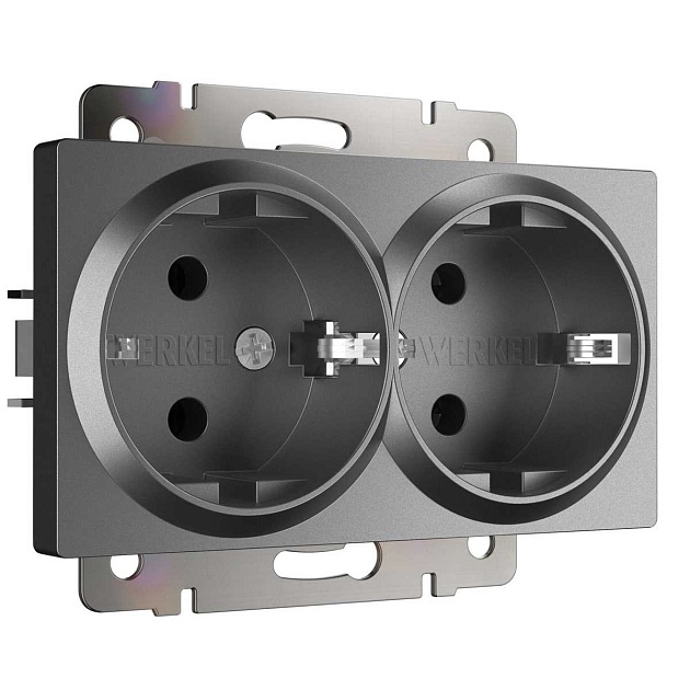 Розетка двойная с заземлением Werkel графит W1172064 4690389194443 изображение 1 Розетка двойная с заземлением Werkel графит W1172064 4690389194443 Фото № 1