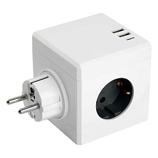 Разветвитель сетевой Stekker 3гн с/з 2хUSB A+Type C ADP16-33-21 49231 1