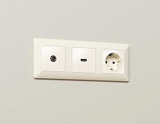 Комплект механизма TV розетки проходной AMBRELLA VOLT ALFA Бежевый матовый 5-1000 MHz 4dB QUANT (AP3330, VM211) MA333030 3