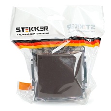 Розетка однаместная с защитной шторкой Stekker Катрин шоколад GLS16-7112-04 49029 3