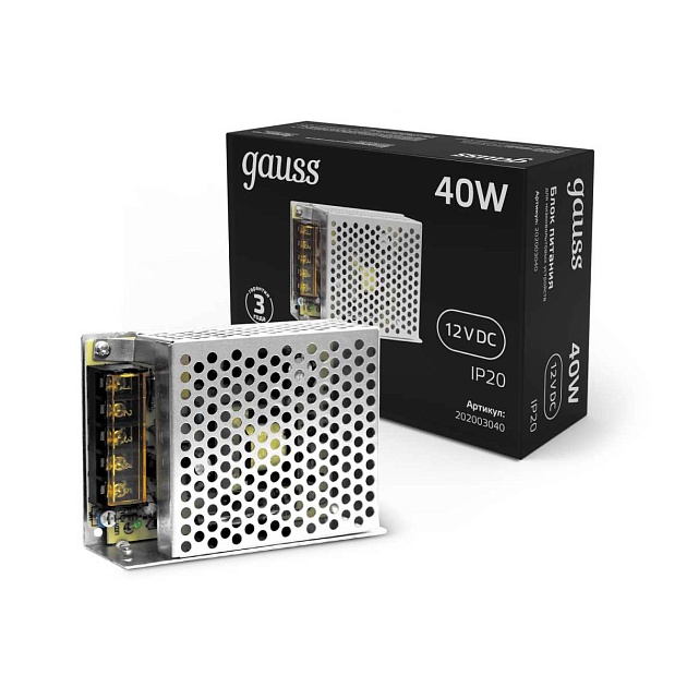 Блок питания Gauss Led Strip PS 12V 40W IP20 5A 202003040 изображение 2 Блок питания Gauss Led Strip PS 12V 40W IP20 5A 202003040 Фото № 2