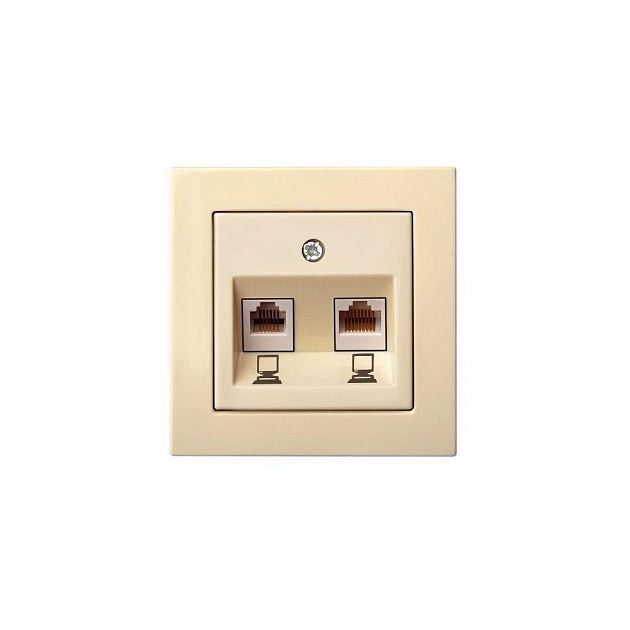 Розетка 2хRJ45 Liregus Epsilon бежевый 28-083 Фото № 1