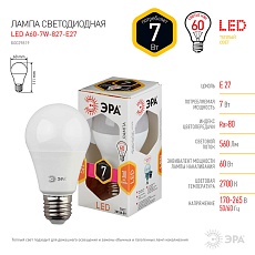 Лампа светодиодная ЭРА E27 7W 2700K матовая LED A60-7W-827-E27 Б0029819 3