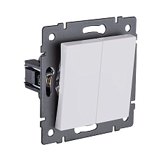 Выключатель 2-клавишный проходной 10А/250В, белый матовый Kollinger REA-S-009WM для Aspekt, Eleganz, Reflex 1