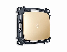 Комплект механизма 1-кл выключателя AMBRELLA VOLT с подсветкой 5600K OMEGA Шампань QUANT (OP6020, VM101, G14W) MO602015