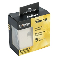 Розетка TV + компьютерная RJ-45 (механизм), Stekker Эмили, RST00-5106-08, кашемир, soft touch 49898 3